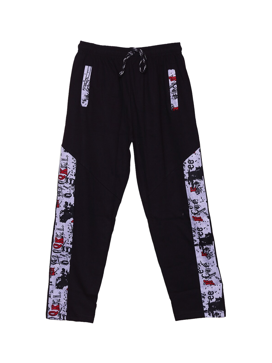 

SWEET ANGEL Boys Black Printed Pure Cotton Track Pants