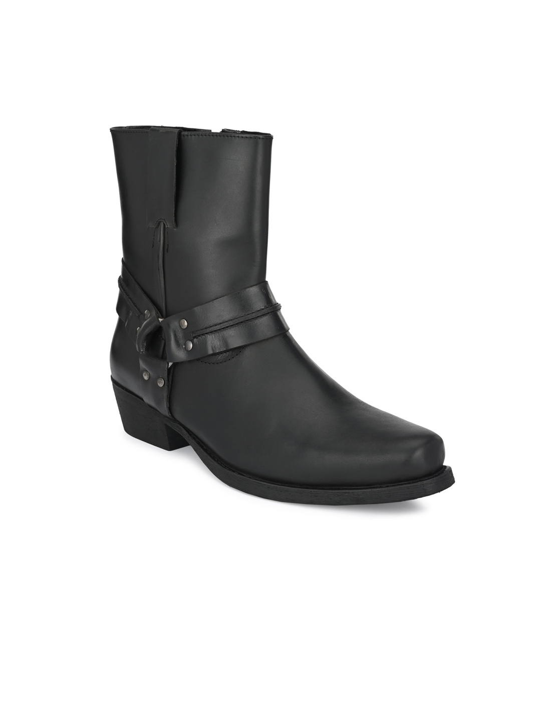 

Delize Men Black Leather Flat Boots