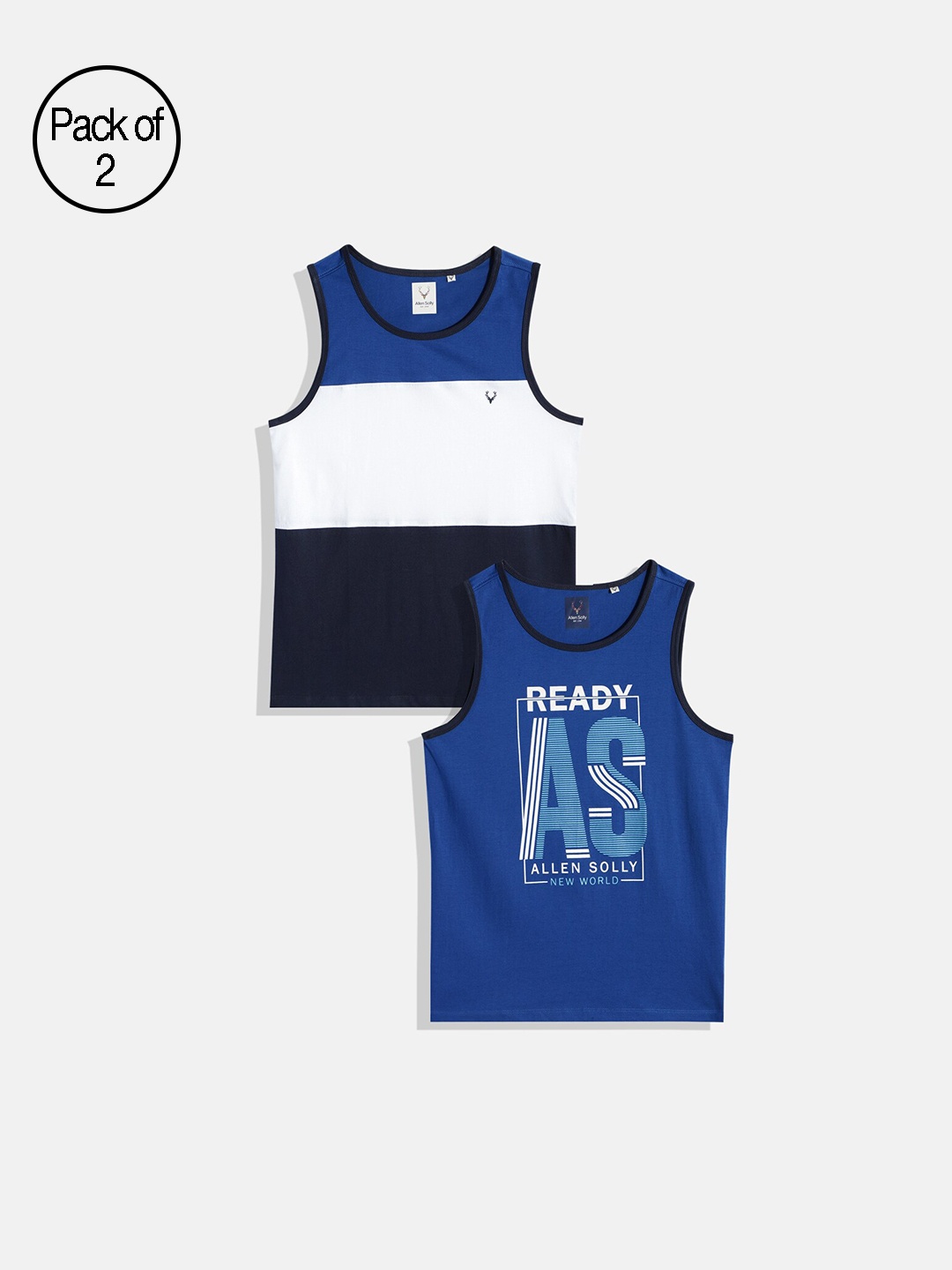 

Allen Solly Junior Boys Pack of 2 Pure Cotton Tank Innerwear Vests, Blue