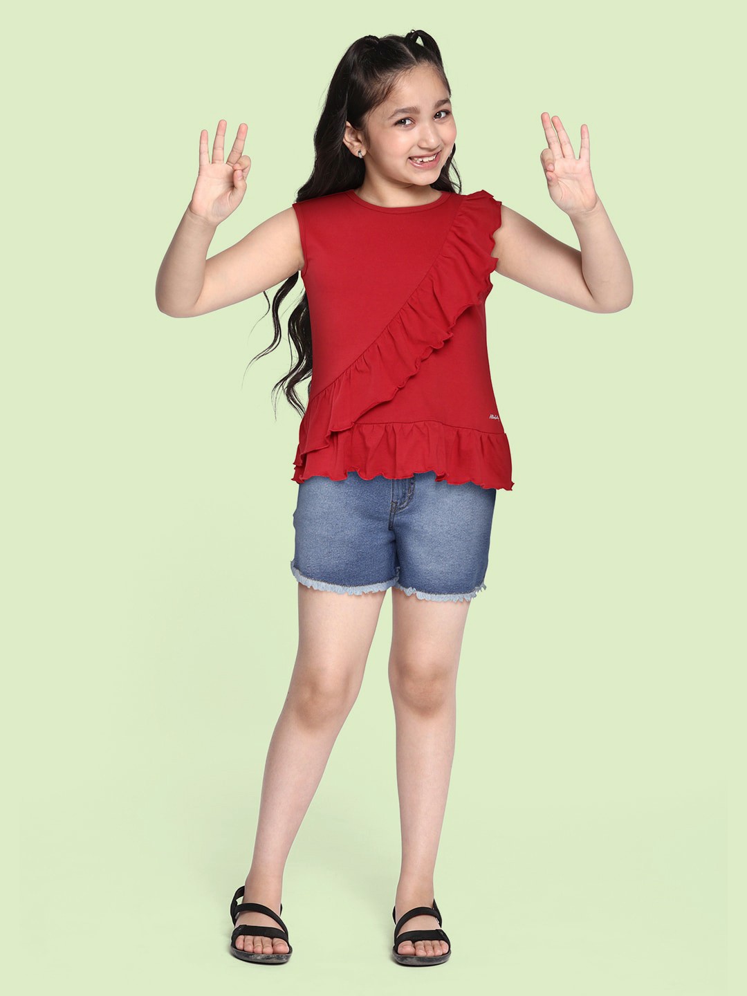 

Allen Solly Junior Girls Maroon Pure Cotton Peplum Top