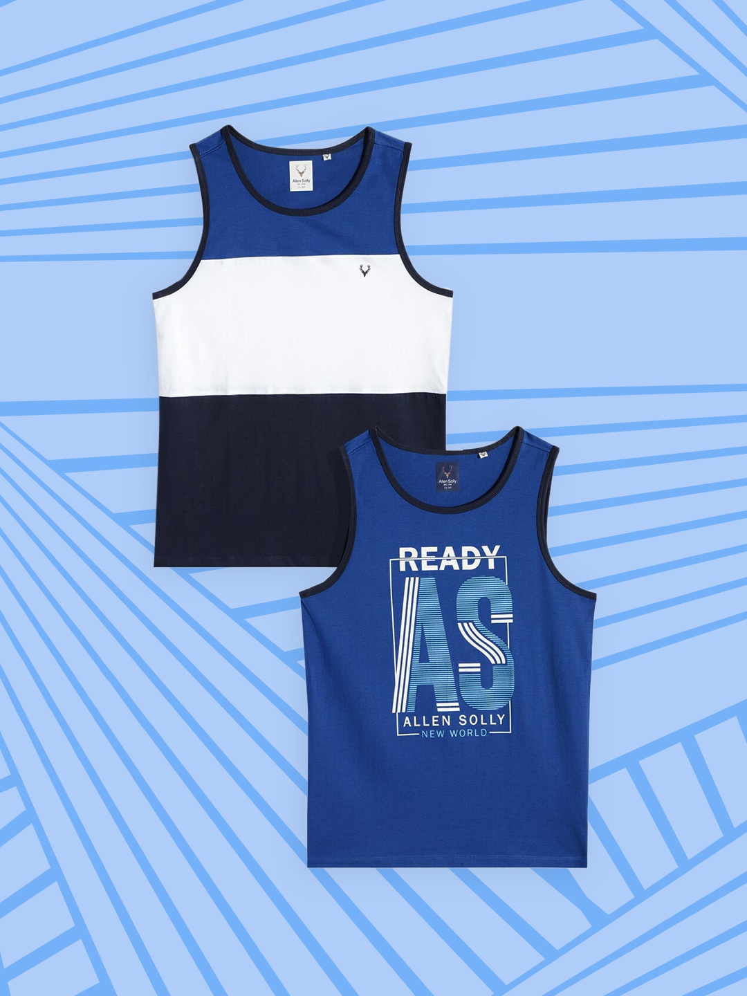 

Allen Solly Junior Boys Pack of 2 Pure Cotton Sleeveless T-shirts, Blue