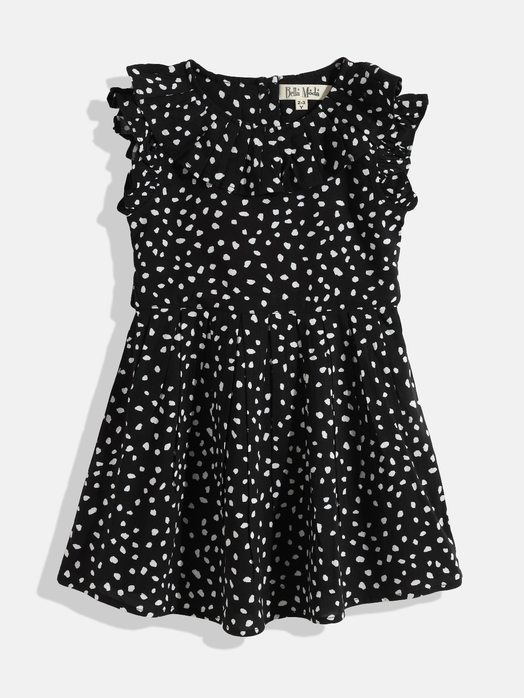 

Bella Moda Girls Black & White Geometric Printed Pure Cotton A-Line Dress