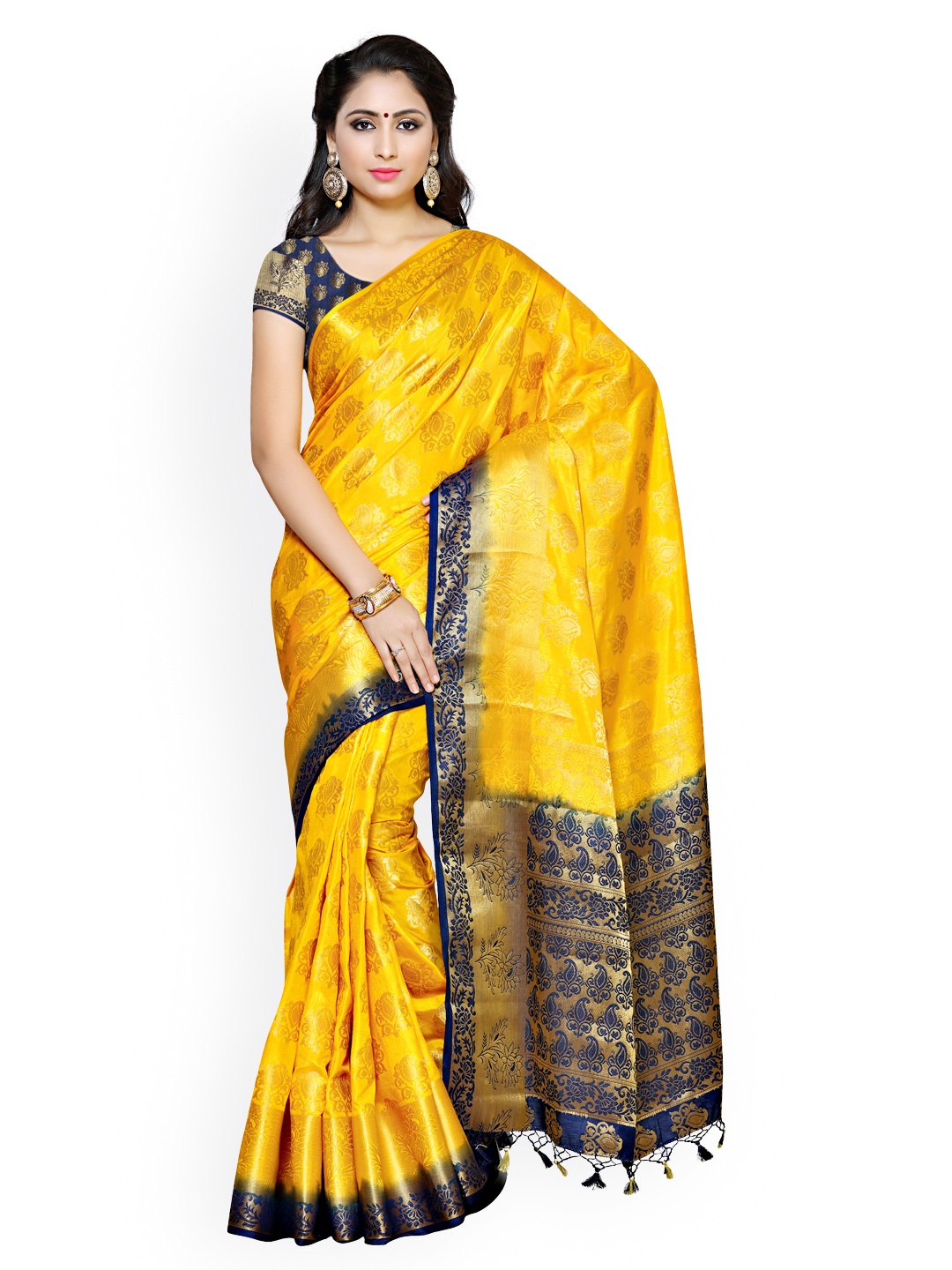 

MIMOSA Yellow Kanjeevaram Art Silk Traditional Saree