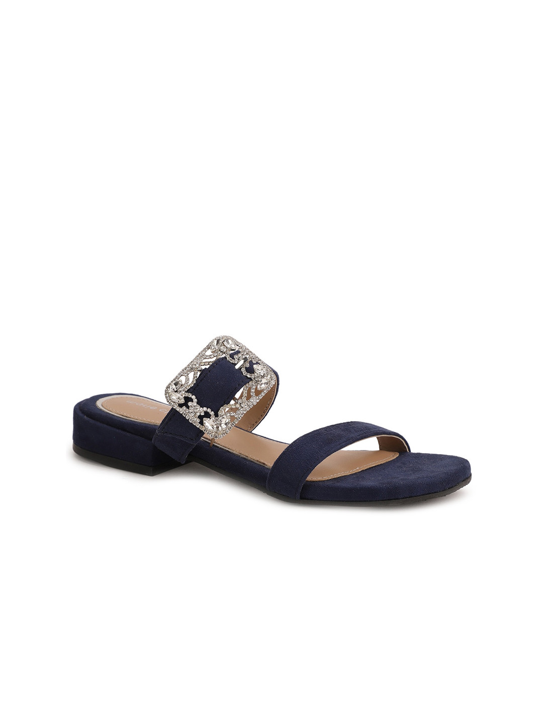 

Marie Claire Blue Embellished PU Block Sandals, Navy blue