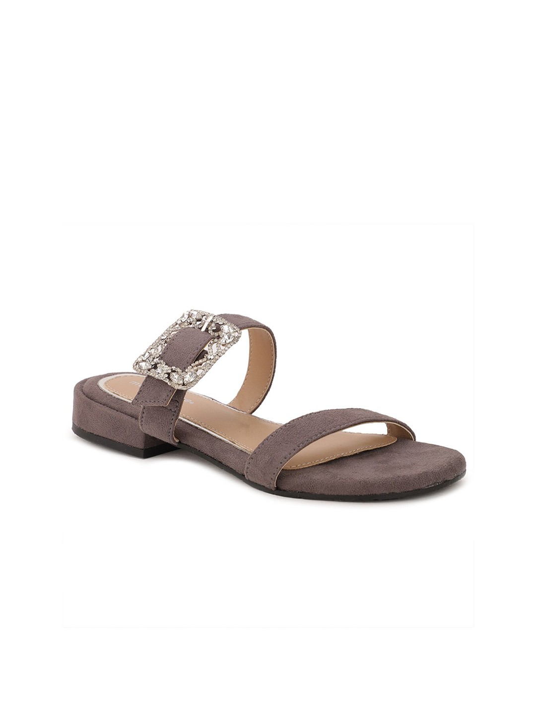 

Marie Claire Women Grey Embellished Leather Party Open Toe Flats