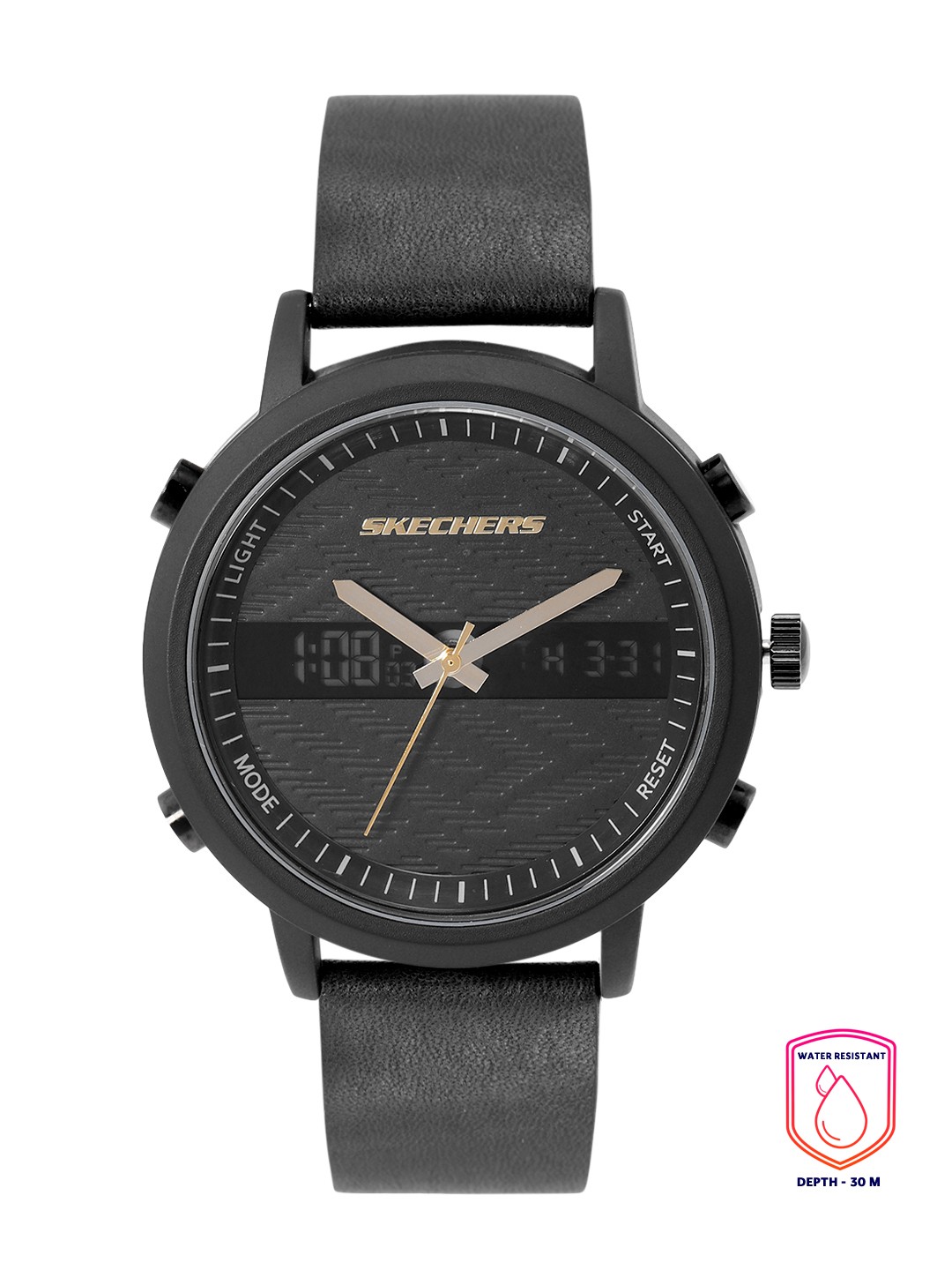 

Skechers Men Black Dial & Leather Straps Lawndale Analogue and Digital Watch SR5149