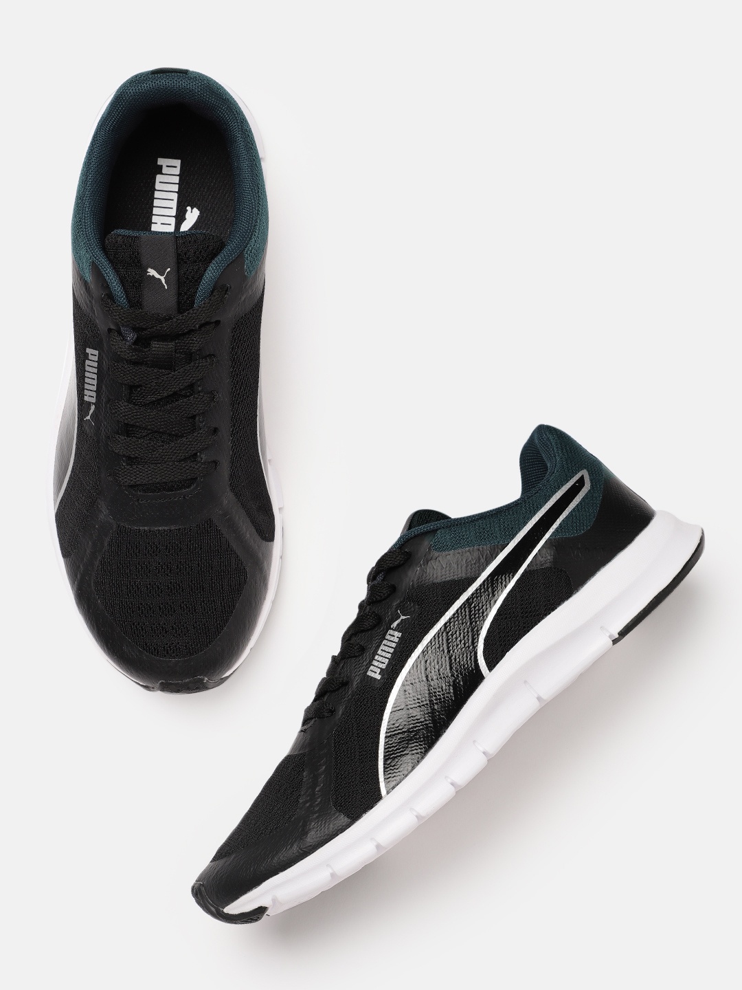 

Puma Men Black & Teal Blue Solid Trackracer 2.0 Regular Sneakers