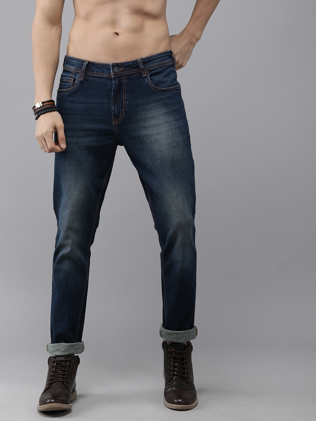 

Roadster Men Navy Blue Skinny Fit Light Fade Stretchable Jeans