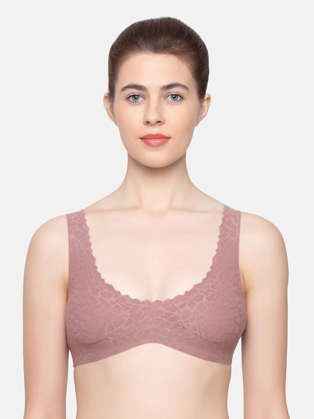 

Sloggi Mauve Floral Non Wired Anti-Odour No Sag Lace Bralette Bra
