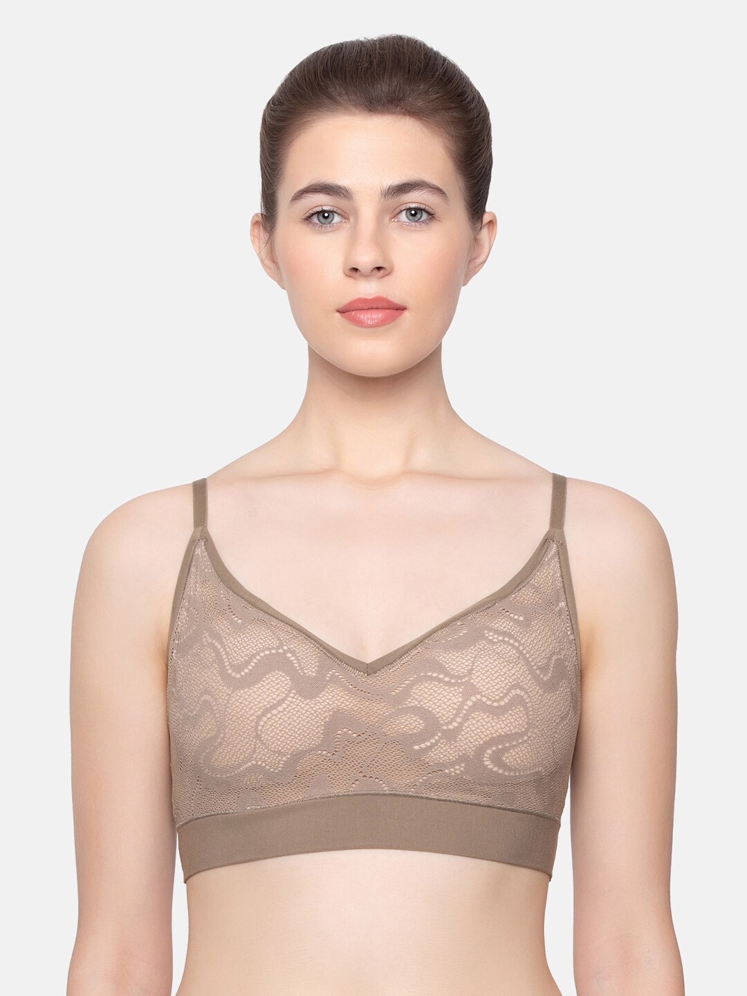 

Sloggi Grey & Beige Heavily Padded Seamless No Sag Anti Odour Bra