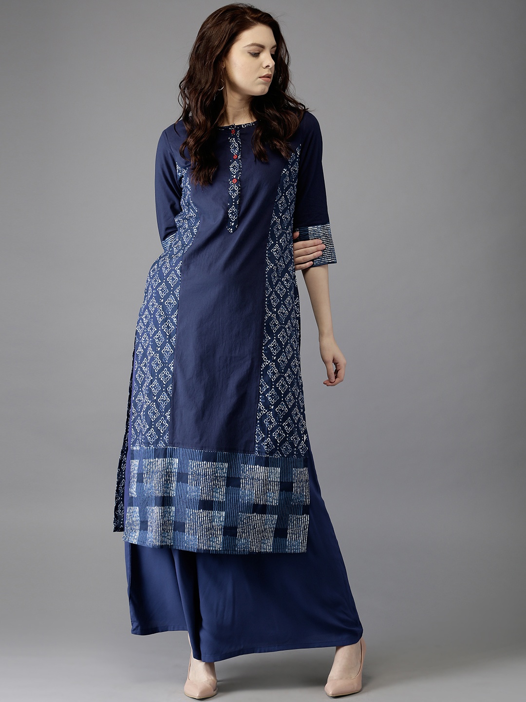 

Moda Rapido Women Navy Blue Printed Straight Kurta