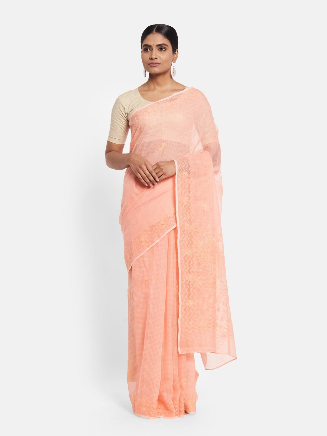 

Fabindia Coral Floral Chikankari Saree