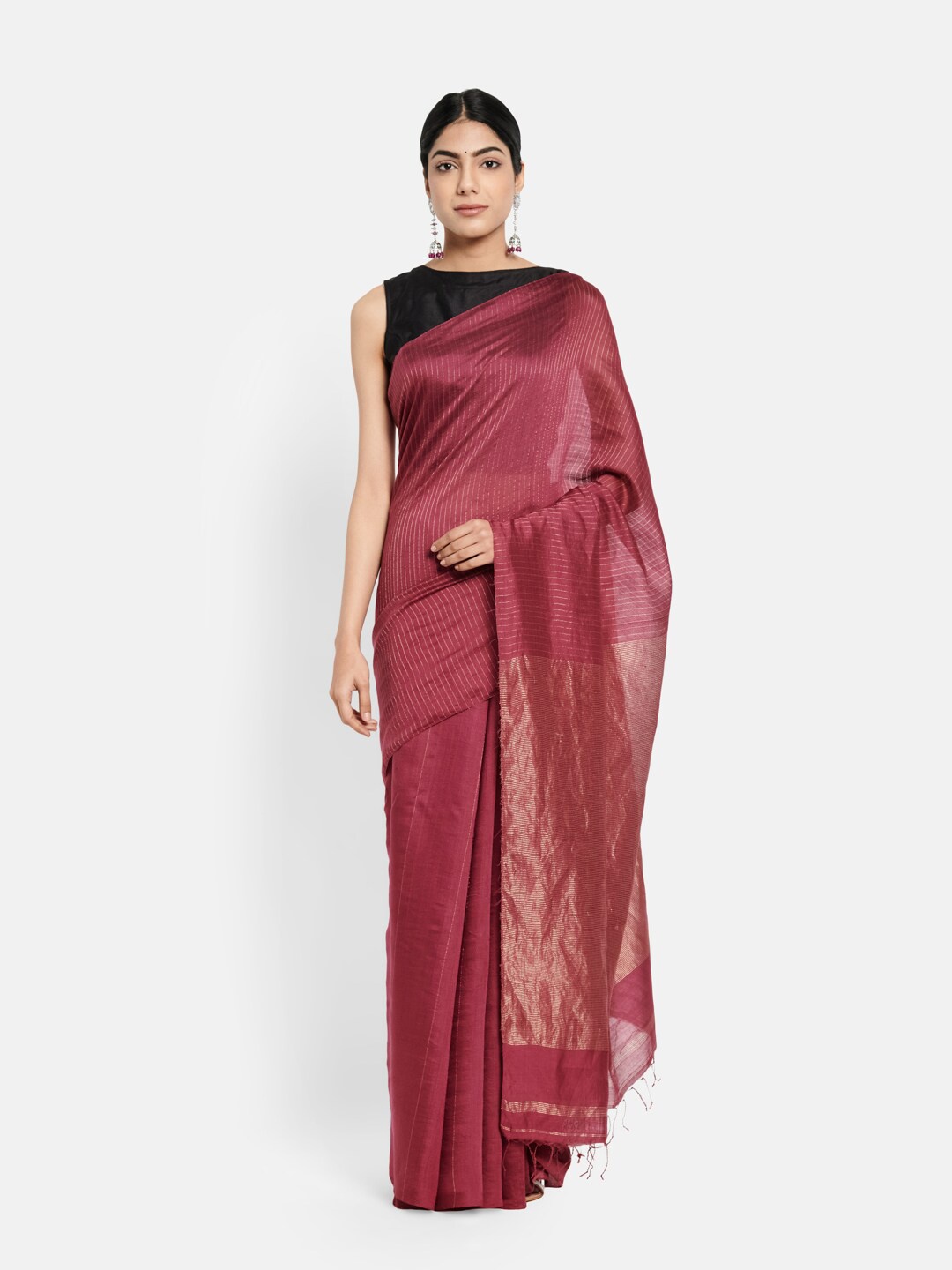 

Fabindia Red Striped Saree