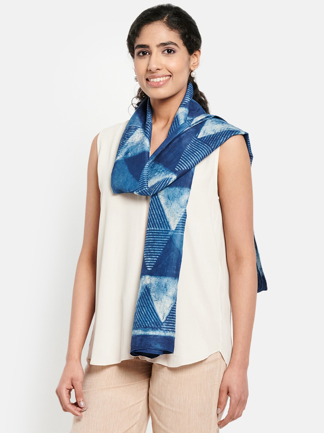 

Fabindia Women Blue & White Printed Stole