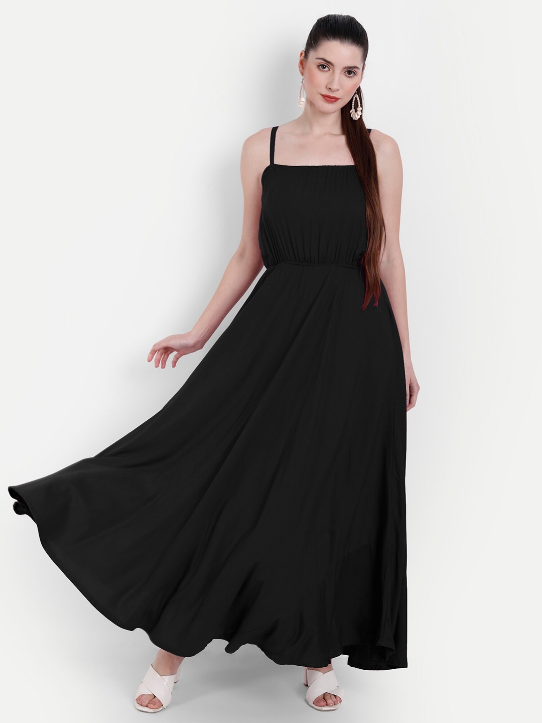 

Globon Impex Black Maxi Fit and Flare Dress