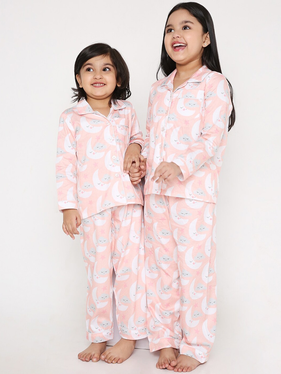 

Kidipoo Unisex Kids Pink & White Printed Night suit