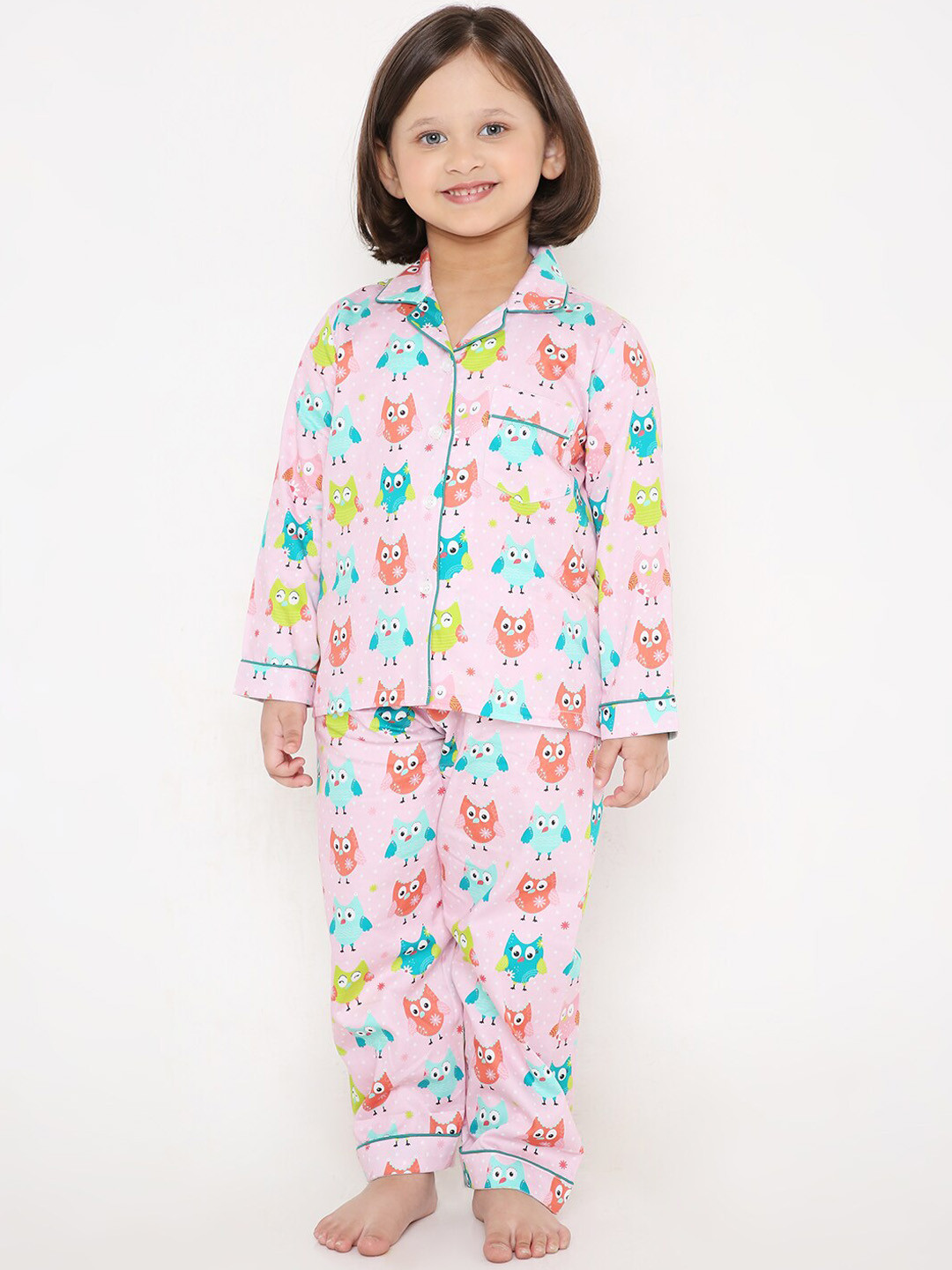 

Kidipoo Unisex Kids Pink Printed Night suit