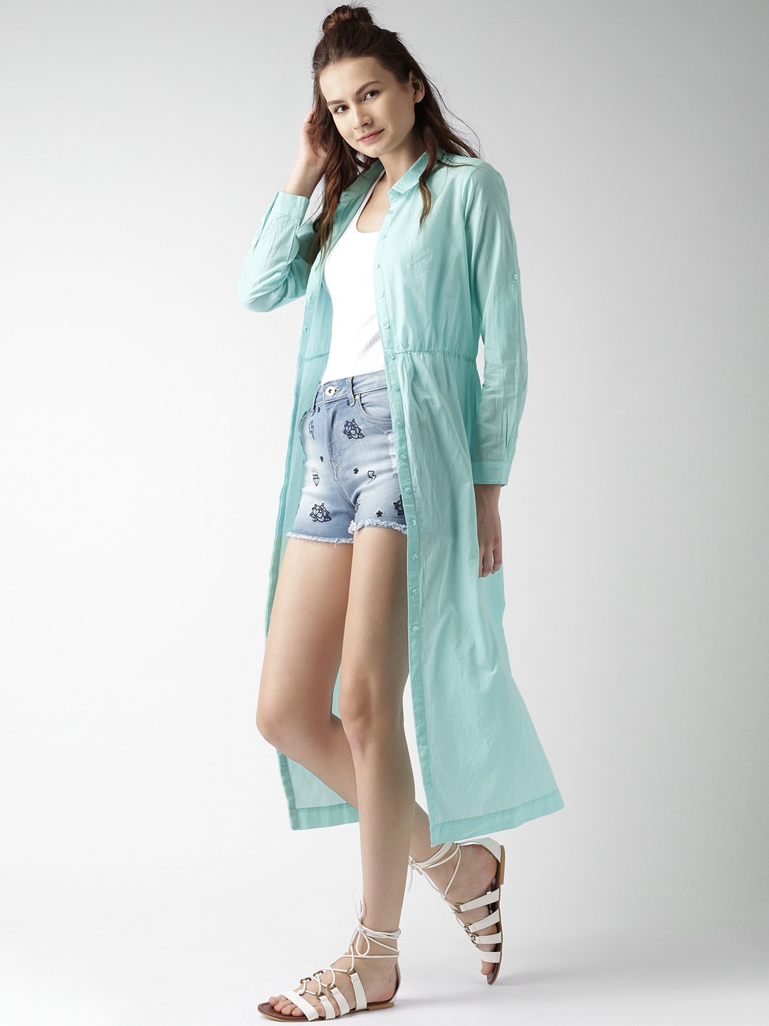 

Mast & Harbour Turquoise Blue Solid Shirt Dress