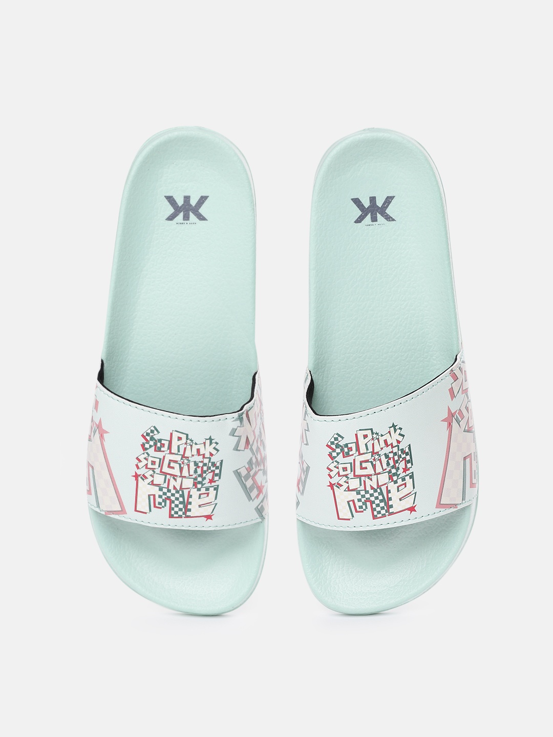 

Kook N Keech Women Sea Green & Off White Printed Sliders