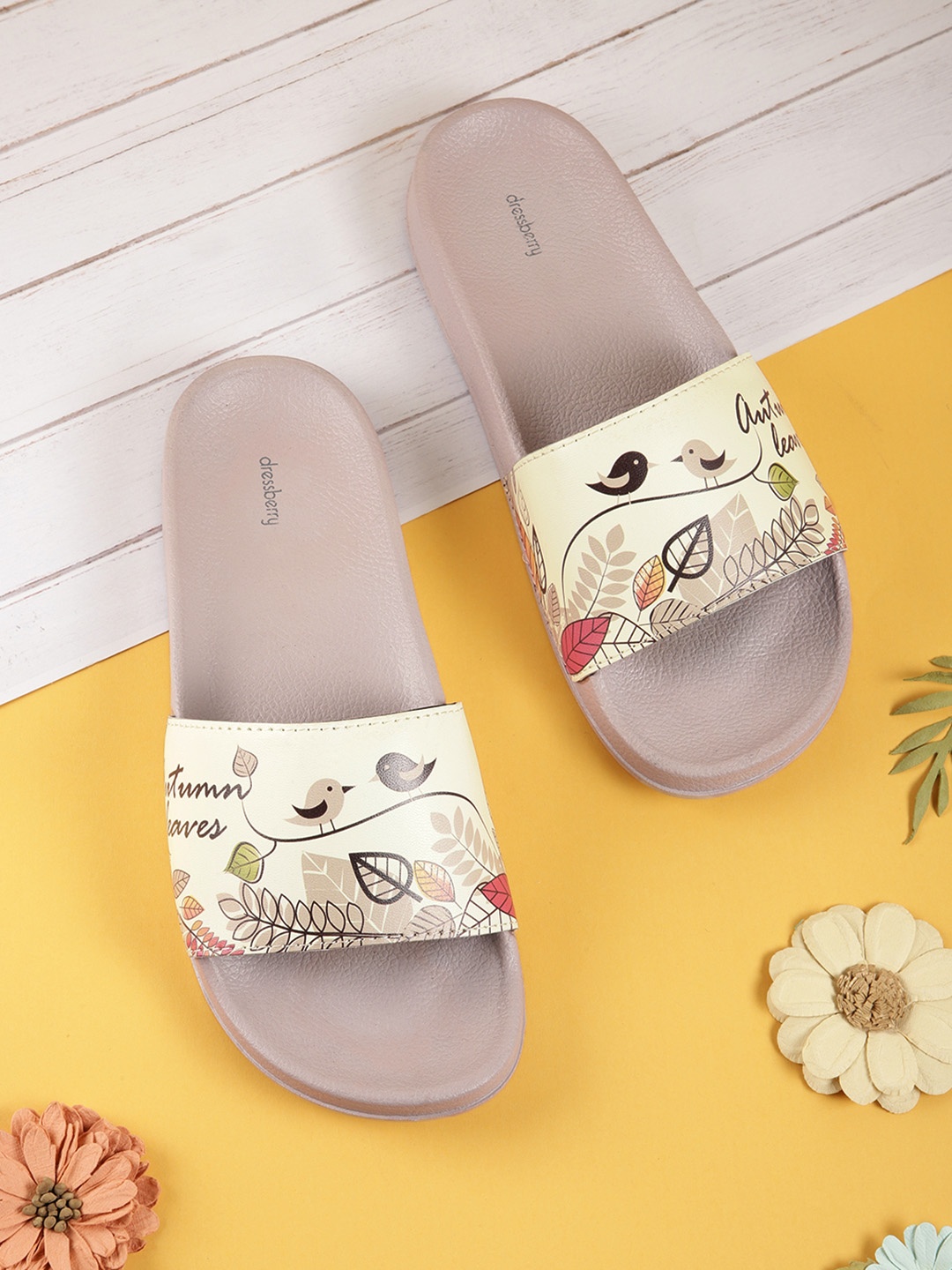 

DressBerry Women Cream-Coloured & Beige Printed Sliders