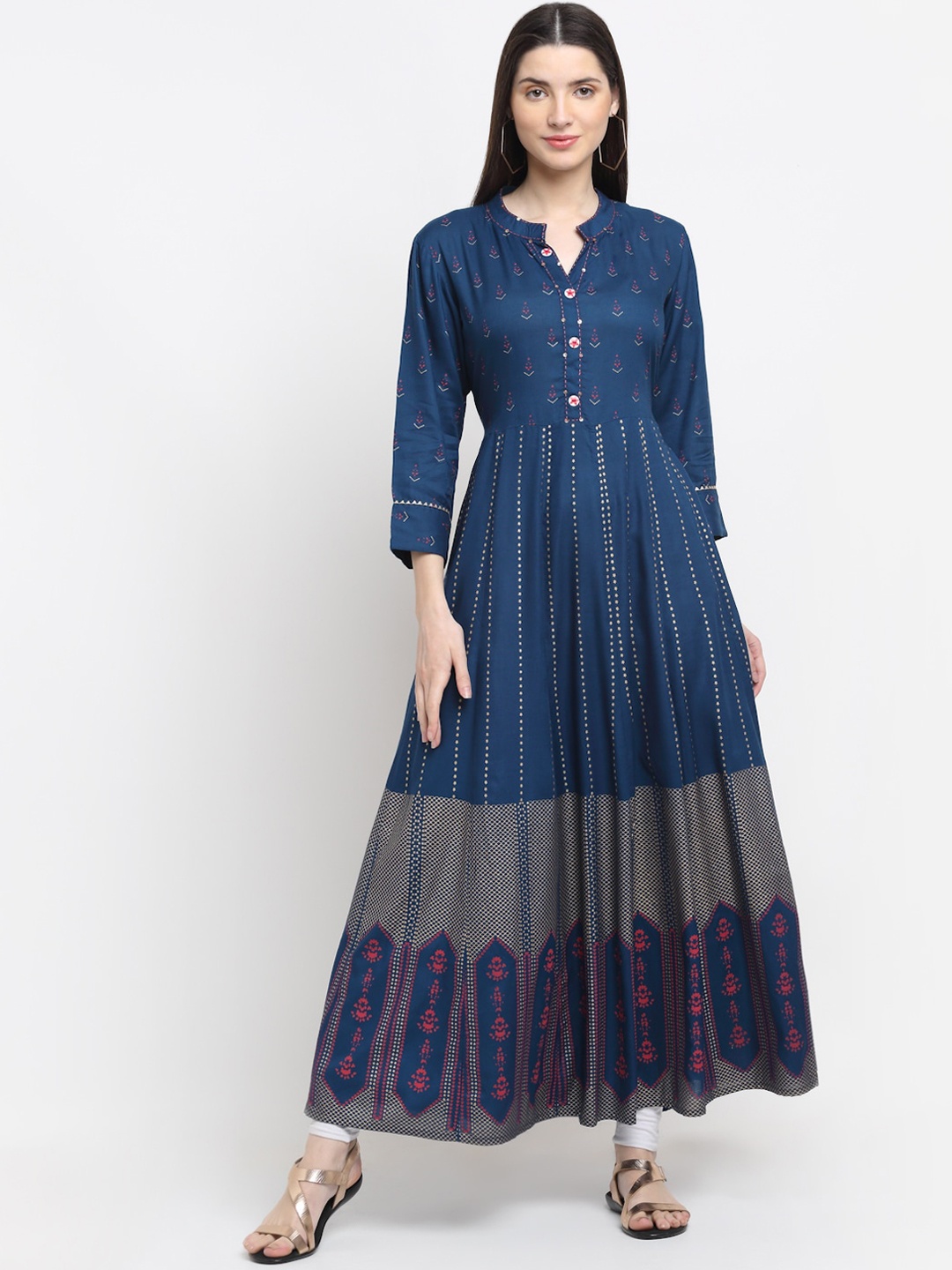 

KALINI Women Blue Ethnic Motifs Printed Anarkali Kurta