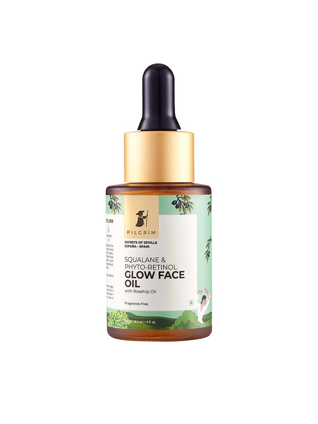 

Pilgrim Squalane & Phyto-Retinol Glow Face Oil With Rosehip Oil - 30 ml, Green
