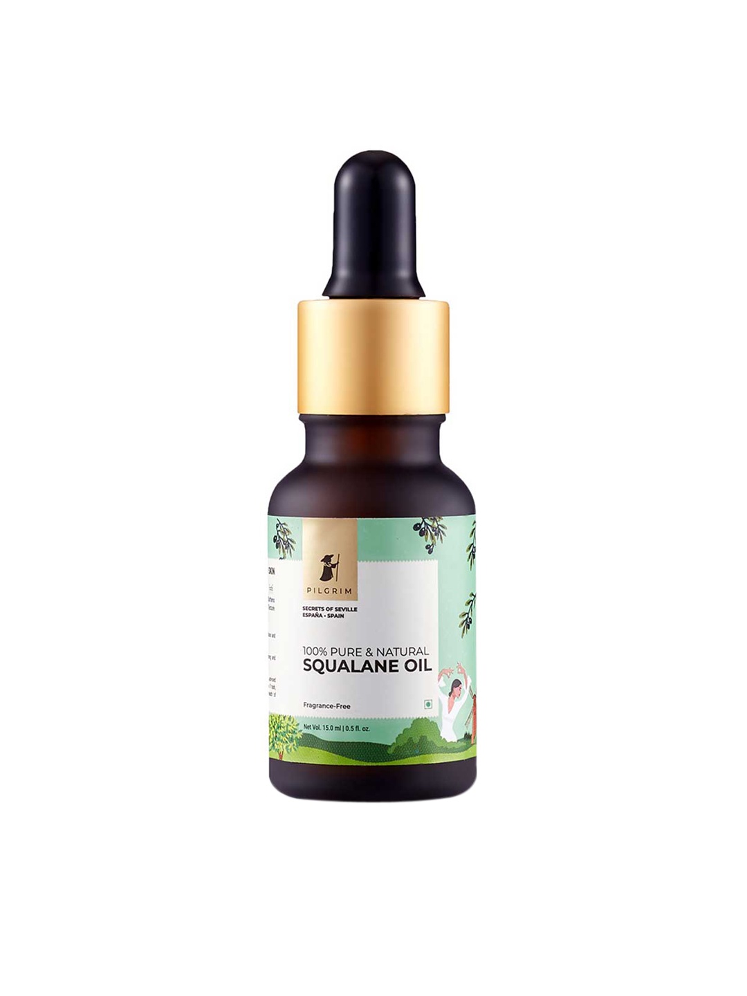 

Pilgrim 100% Pure & Natural Lightweight Squalane Oil For Glow & Hydration - 15 ml, Green