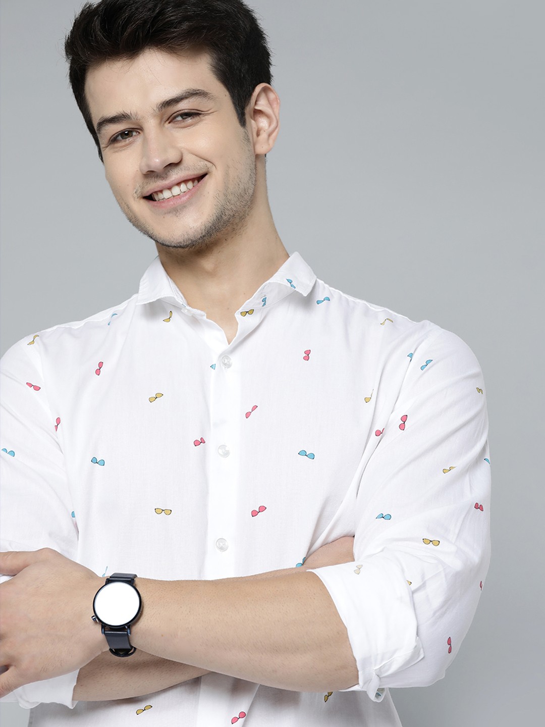 

Mast & Harbour Men White Printed Casual Shirt