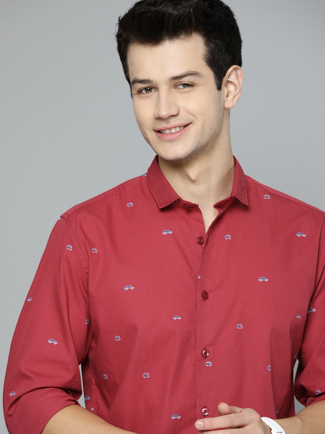 

Mast & Harbour Men Red Cotton Printed Casual Shirt