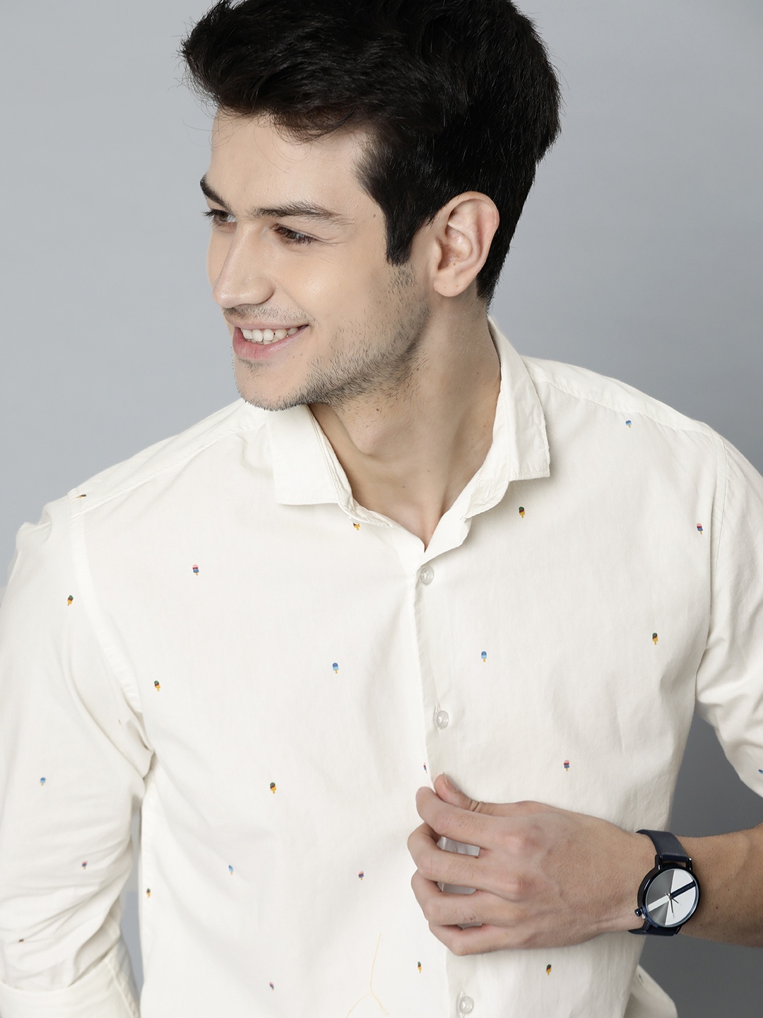 

Mast & Harbour Men White Printed Casual Shirt