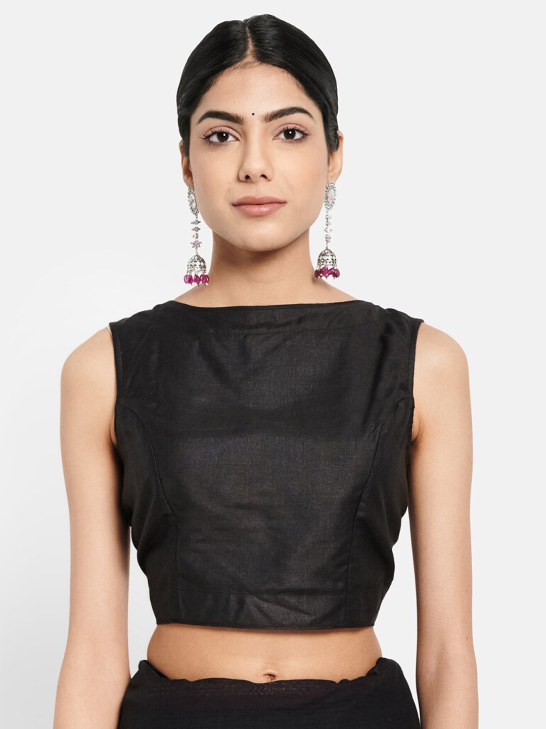 

Fabindia Women Black Woven Blouse