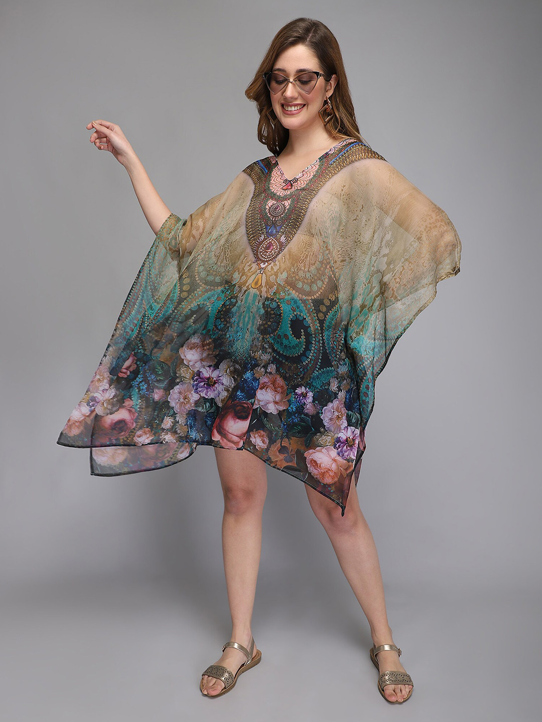 

Aditi Wasan Multicoloured Floral Kaftan Dress, Multi