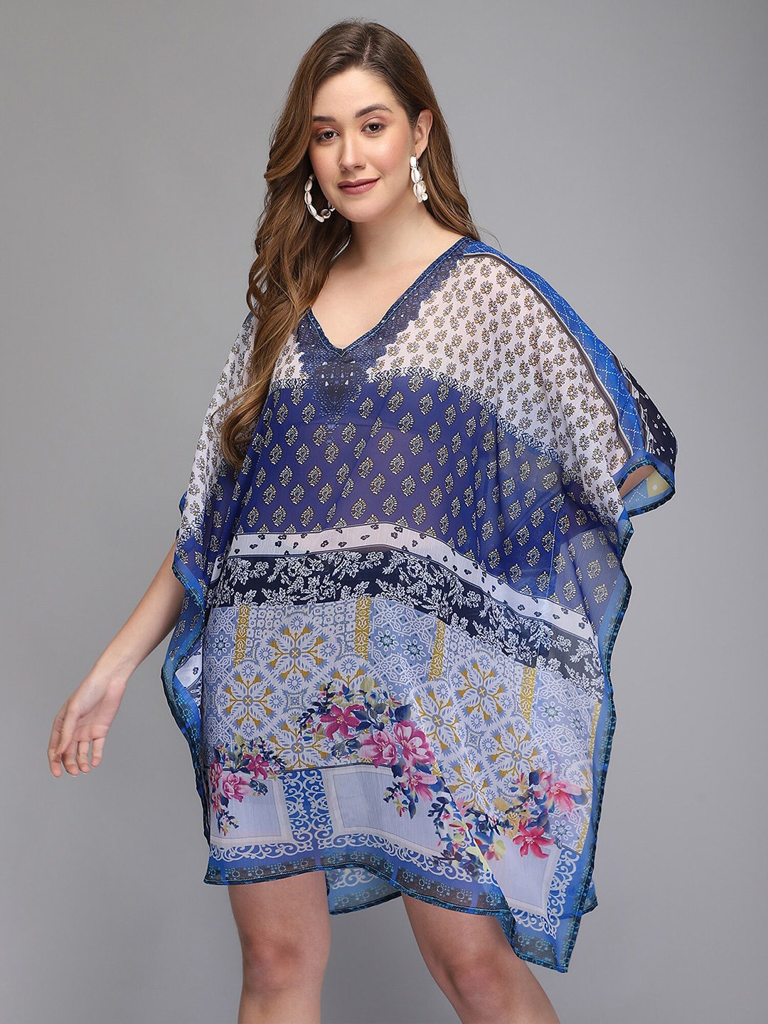 

Aditi Wasan Women Blue Ethnic Motifs Kaftan Dress