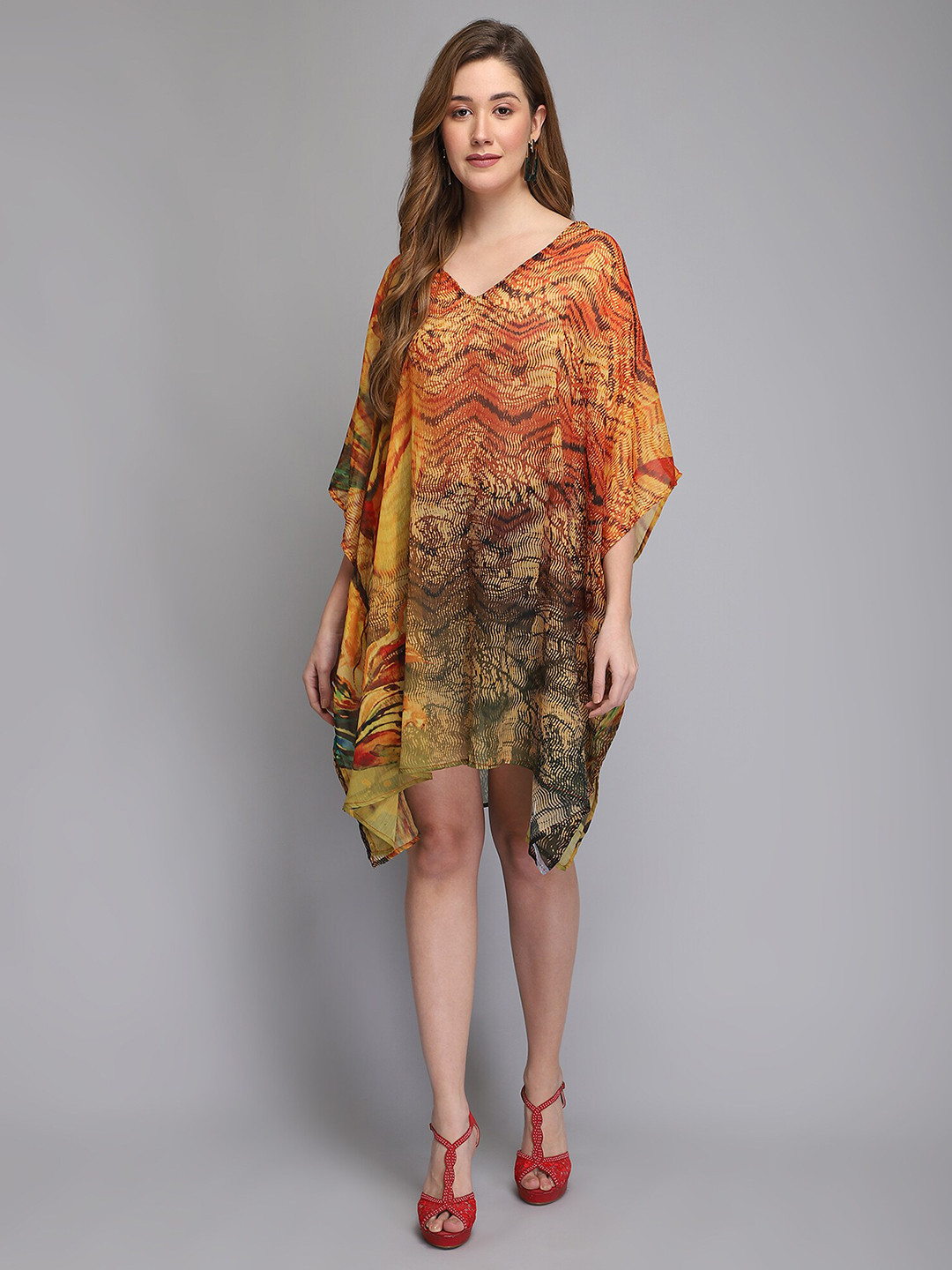 

Aditi Wasan Orange Kaftan Dress