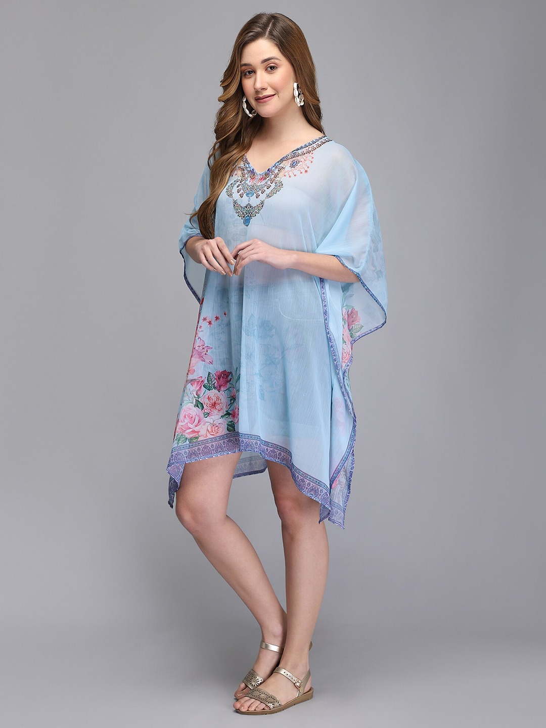 

Aditi Wasan Blue Floral Kaftan Dress