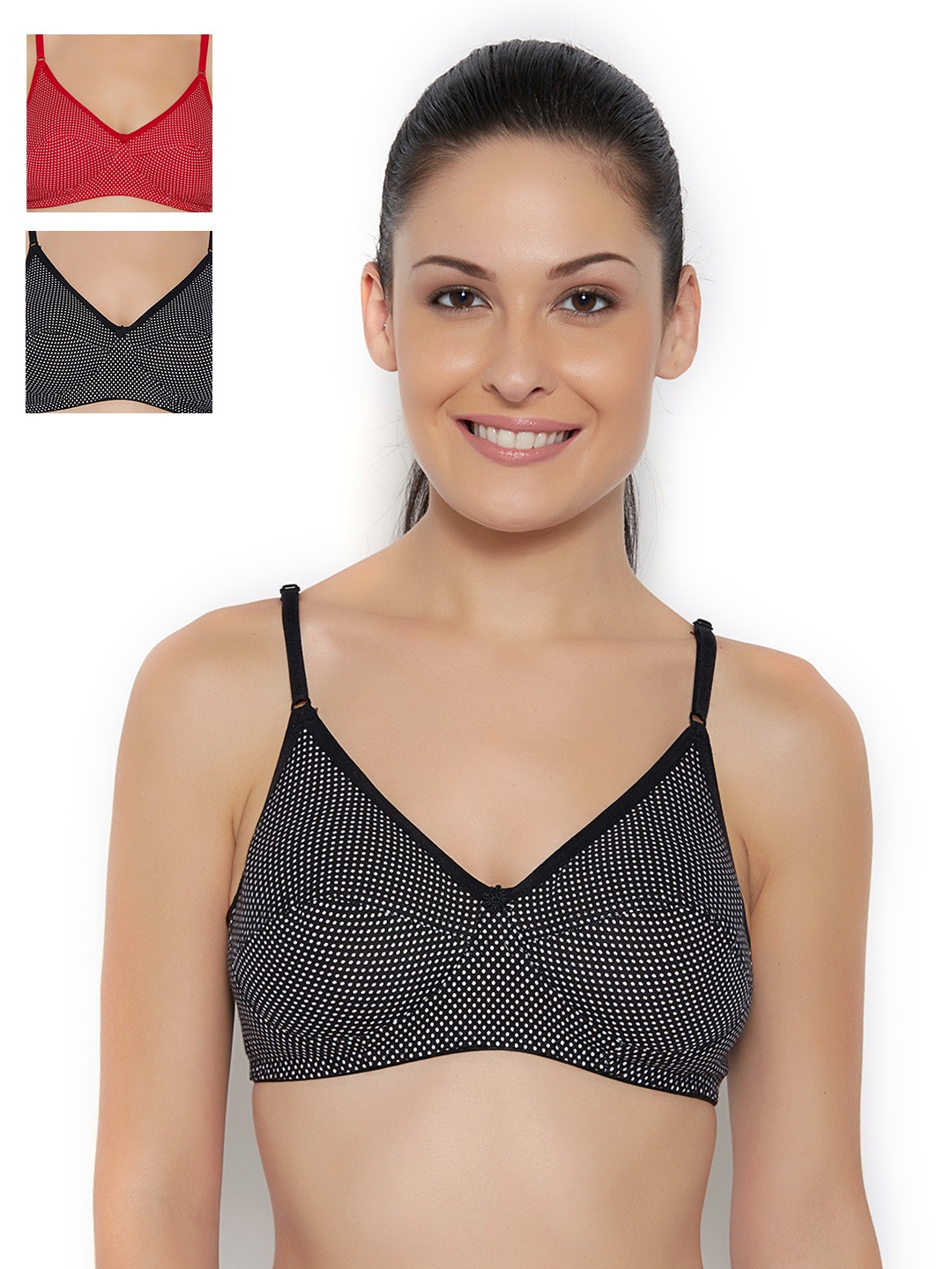 

Floret Pack of 3 Printed Full-Coverage Bras, Red