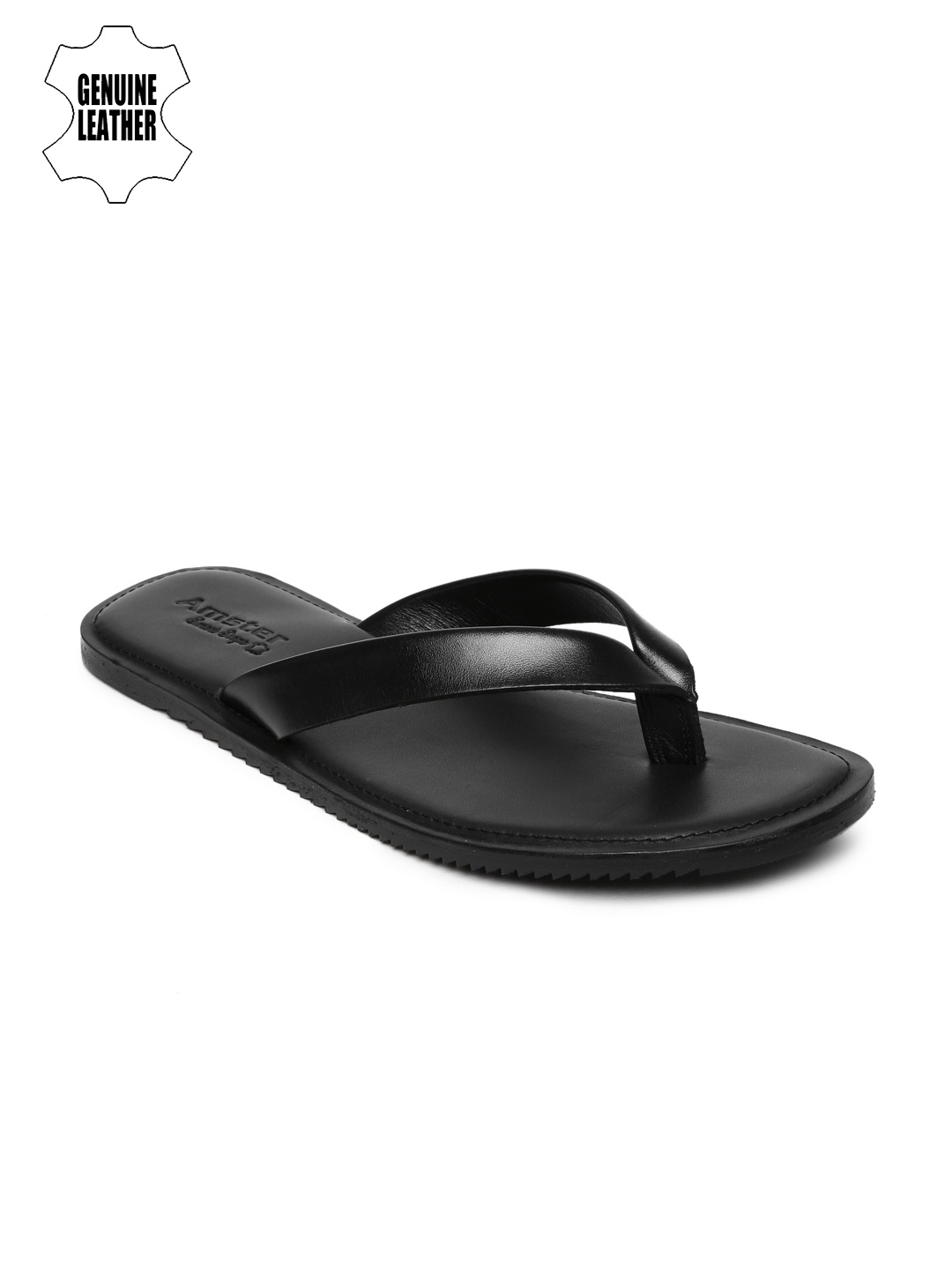 

Amster Men Black Genuine Leather Sandals