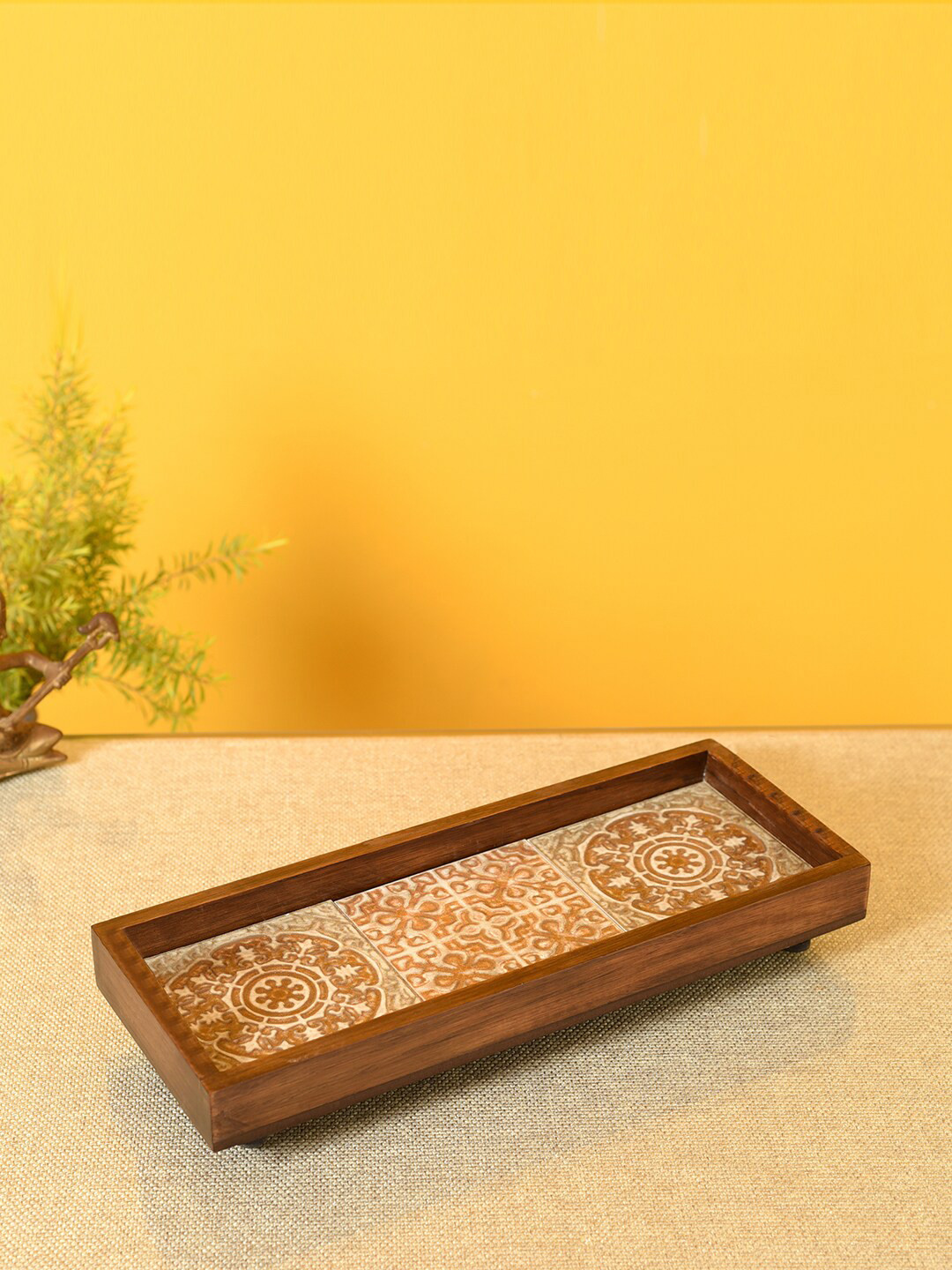 

AAKRITI ART CREATIONS Brown Ethnic Motifs Printed Tray