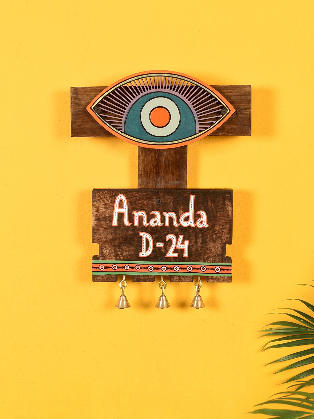 

AAKRITI ART CREATIONS Brown & Orange Name Board Wall Decor