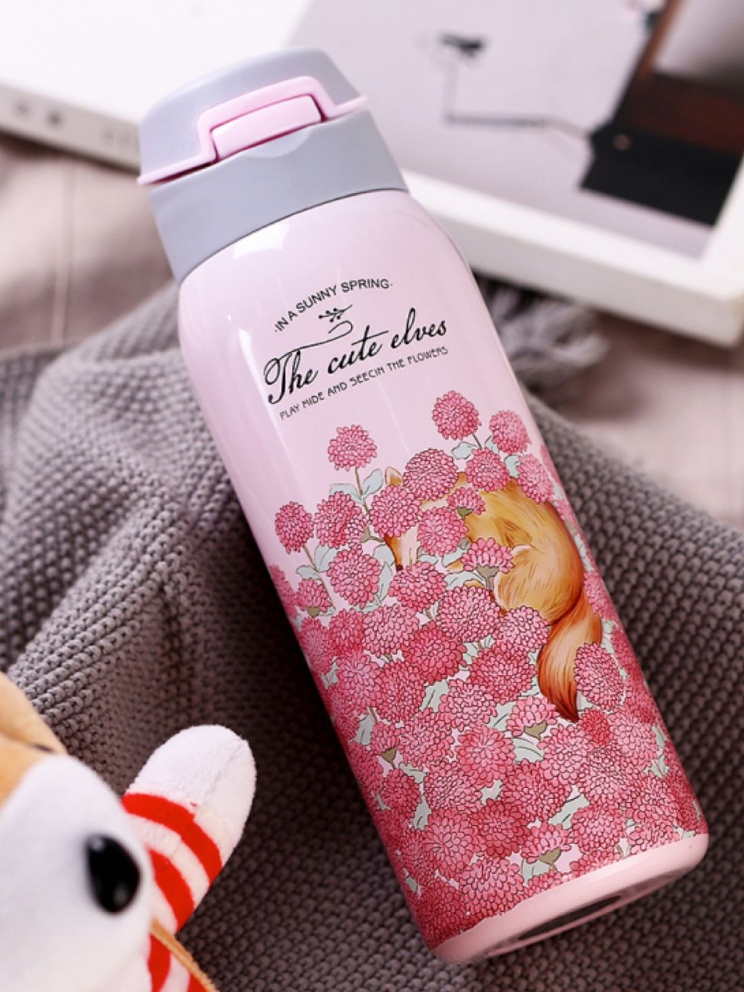 

Frabble8 Kids Pink Vacuum Insulated Stainless Steel Pop Up Straw 500 ml