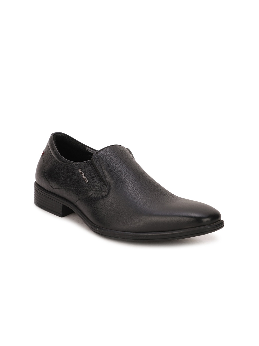 

Hush Puppies Men Black Solid Leather Formal Slip On Shoes