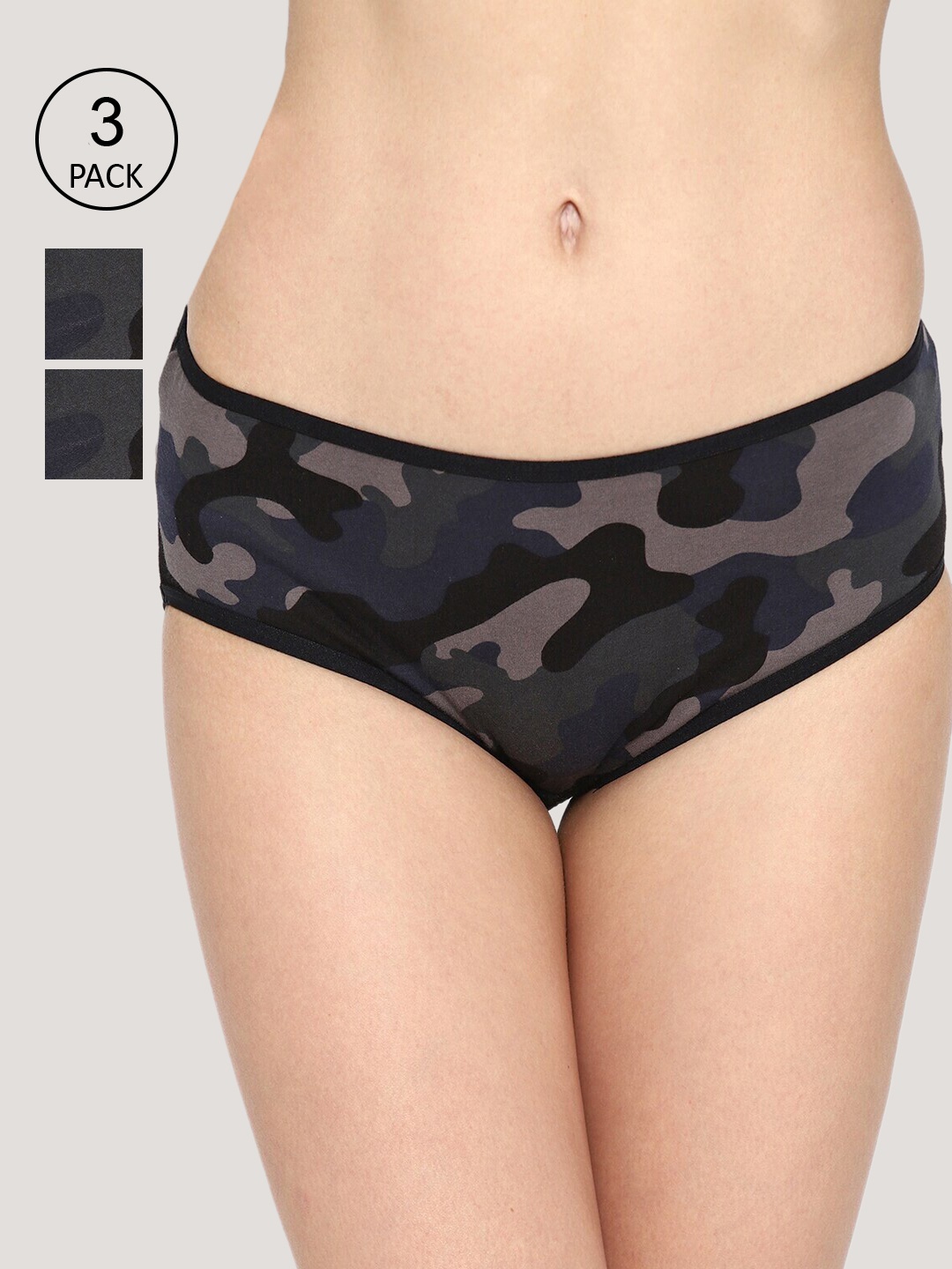 

Skidlers Women 3Pcs Assorted Pure Cotton Anti-Bacterial Bikini Briefs SKD-BRIEF-41-41-41, Blue
