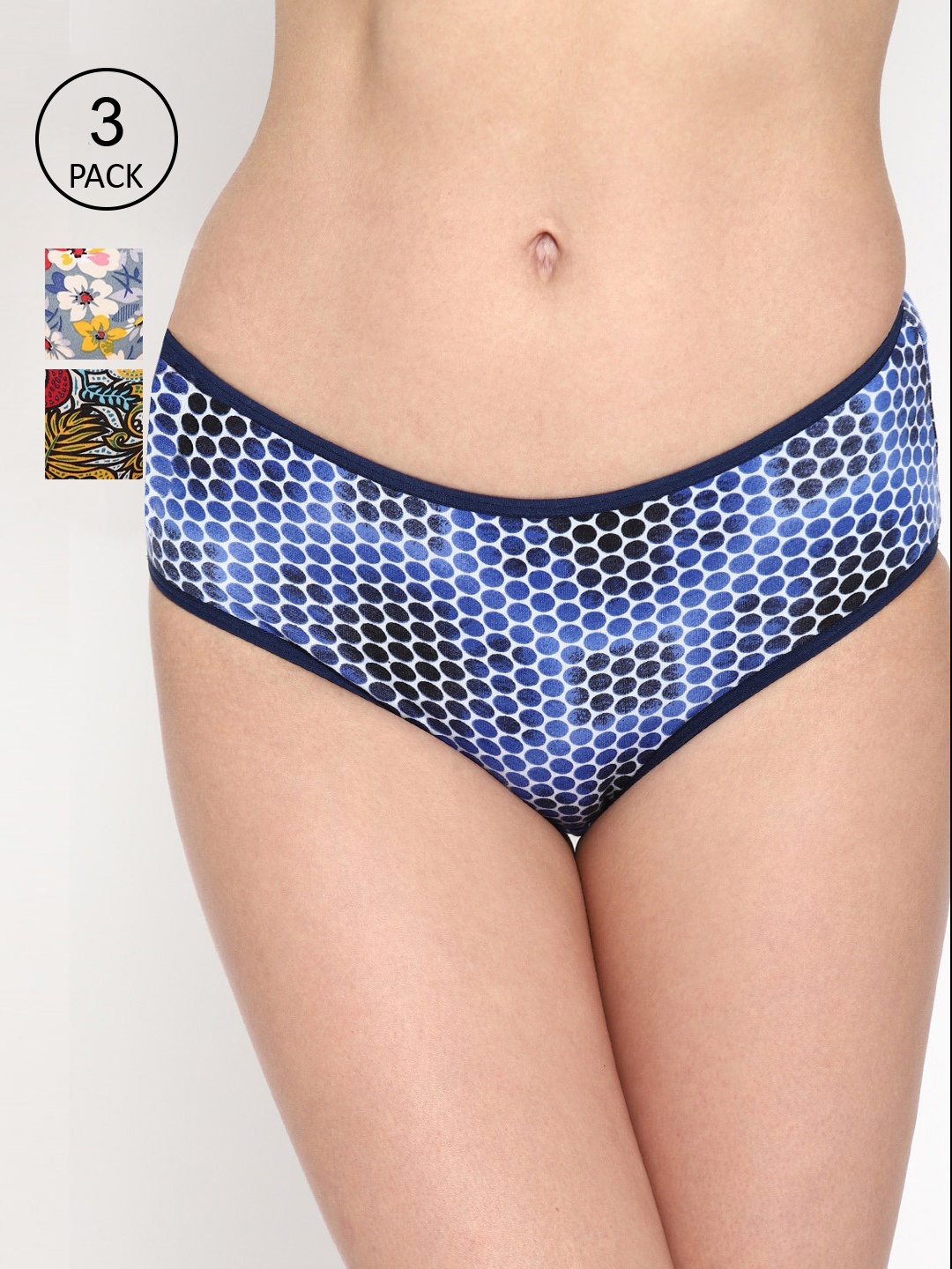 

Skidlers Women Pack Of 3 Assorted Pure Cotton Leak Proof Bikini Briefs