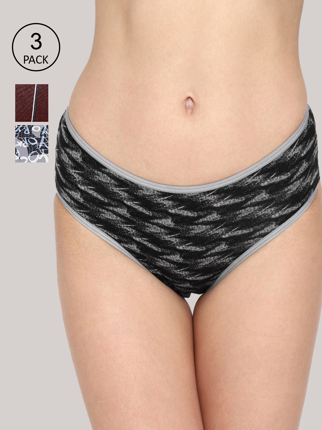 

Skidlers Women Pack of 3 Assorted Pure Cotton Anti-Bacterial Bikini Briefs