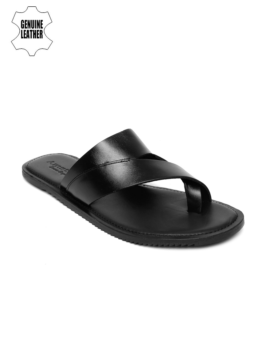 

Amster Men Black Genuine Leather Sandals