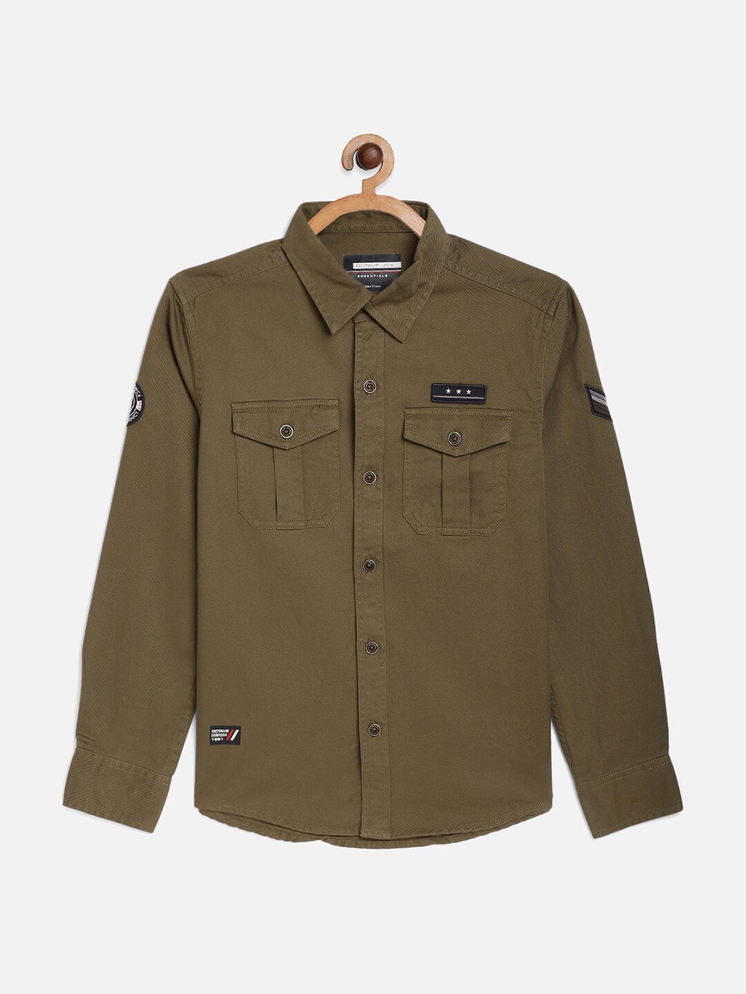 

Octave Boys Olive Green Regular Fit Cotton Casual Shirt