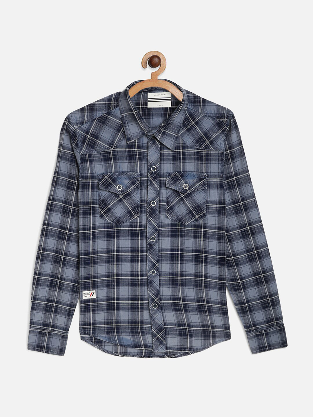 

Octave Boys Blue Checked Regular Fit Casual Shirt