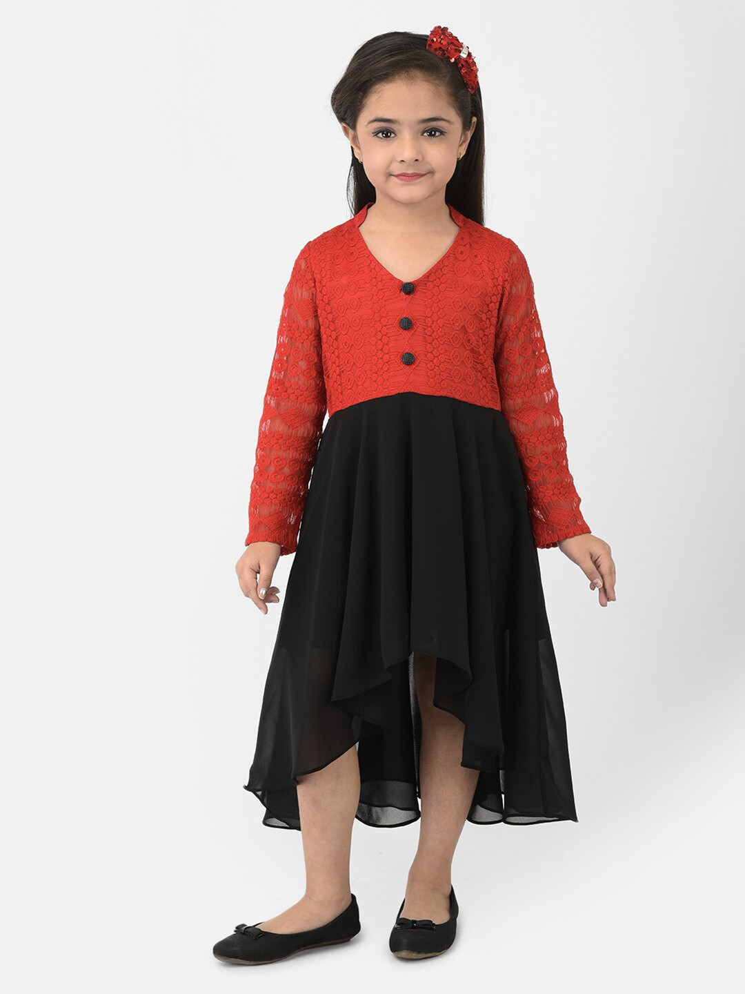 

Eavan Girls Red & Black Lace Midi Dress