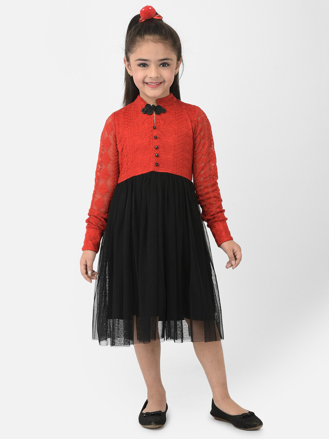 

Eavan Red & Black Colourblocked Fit & Flare Dress