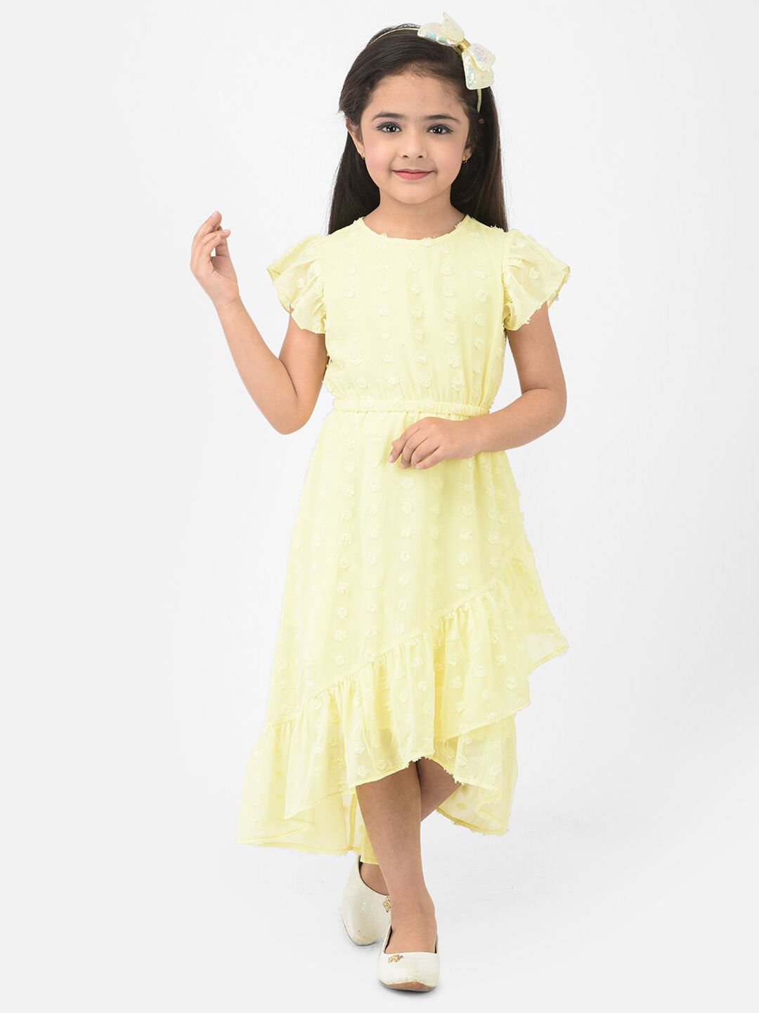 

Eavan Yellow Sheath Georgette Midi Dress